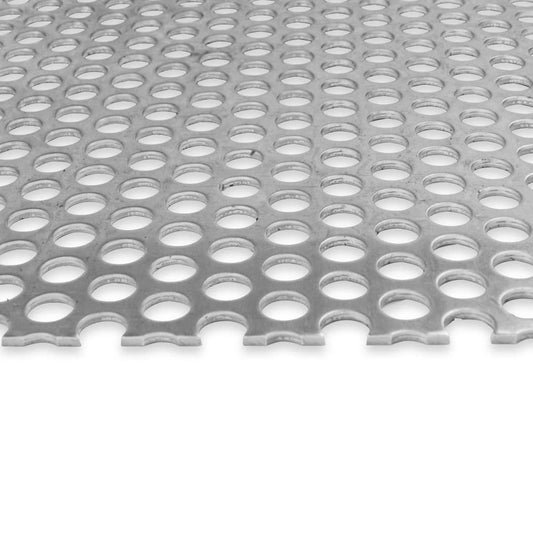 Aluminum Perforated Sheet, Unpolished (Mill) Finish, H14 Temper, Staggered Round 0.25" Holes, 0.063" Thickness, 14 Gauge, 36" Width, 36" Length, 0.375" Stagger, 40% Open Area
